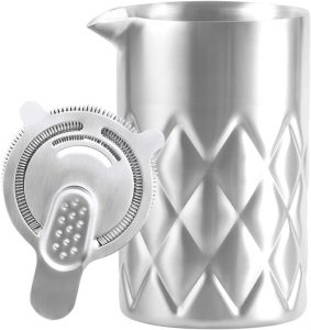 stainless steel insulated mixing glass with a Hawthorne strainer