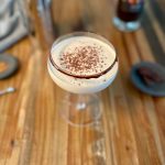 mudslide mocktail with chocolate shaving garnish